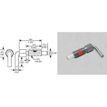 S & W Manufacturing L-Handle, Nylon Non Lck w/P, 1/4-20", .8" NLNW-1